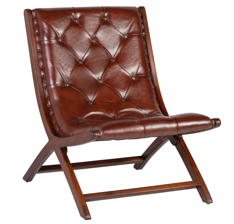 HomeMiYN Fauteuil Salon Vintage En Cuir, Fauteuil En Bois