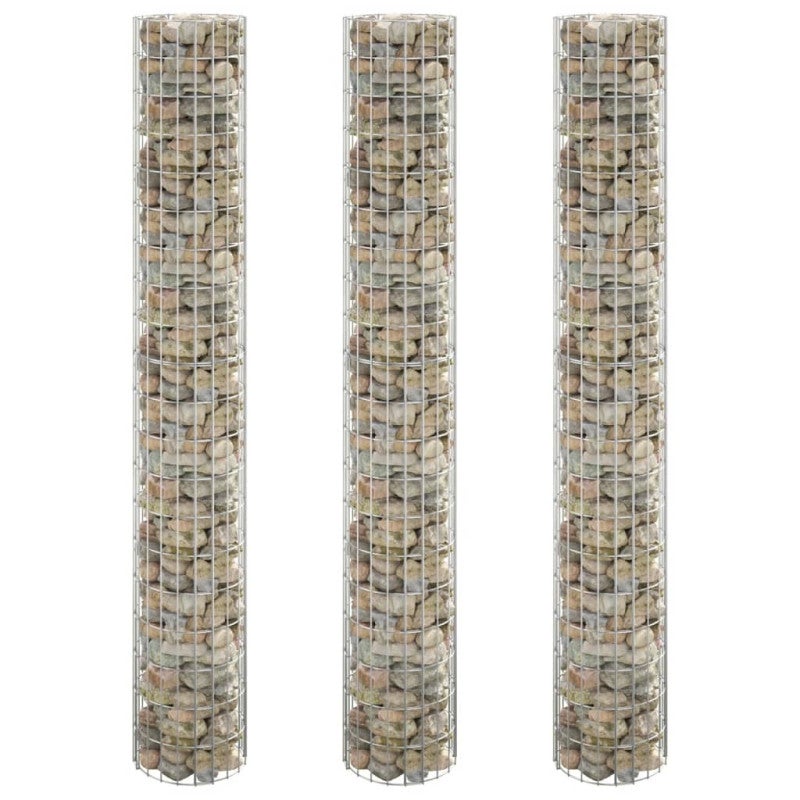Arriate gaviones circular 3 uds acero galvanizado ø30x200 cm vidaxl