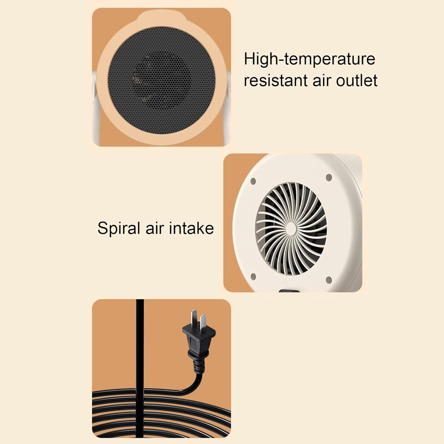 Radiateur électrique portable 500W avec 2 modes de chauffage, chauffage rapide pour bureau, chambre ou camping-car - 4