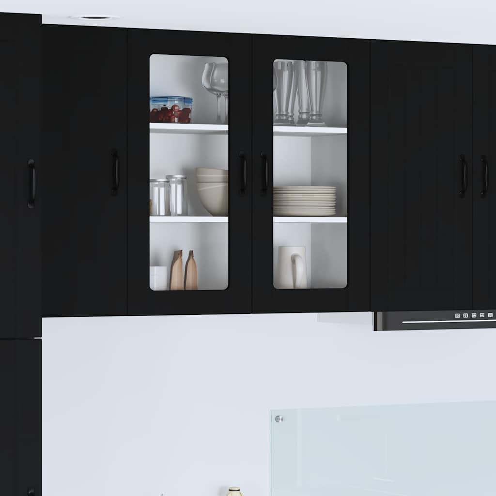 Armario de cocina mural | mueble de cocina con estante negro 80 x 31 x 80 cm