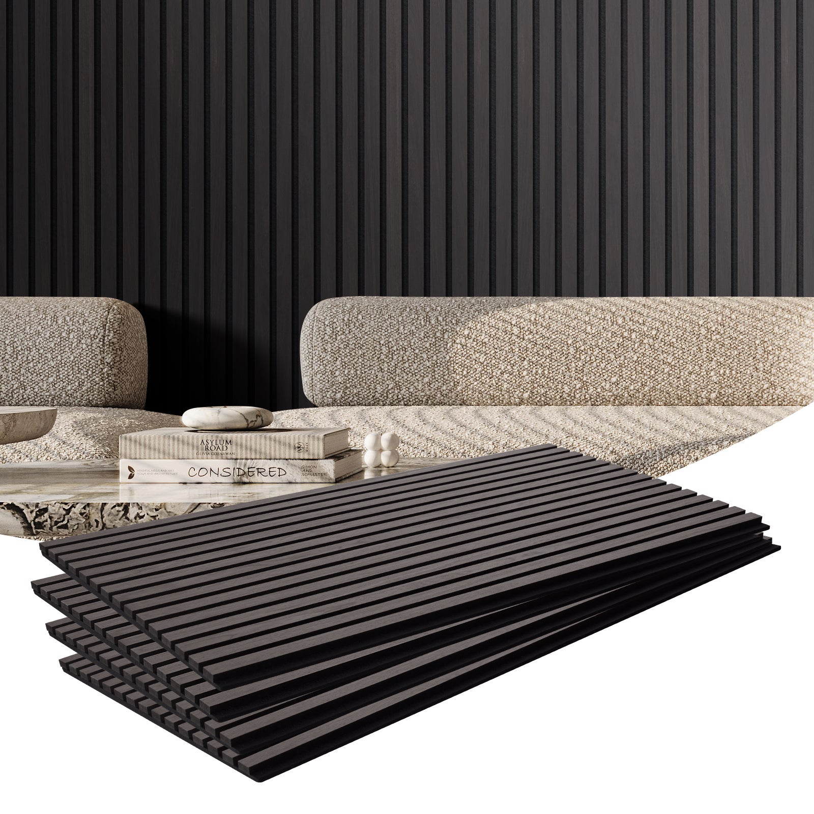 4x panele akustyczne akustyczne panele ścienne panele ścienne z listew 1200x600x21mm VEVOR
