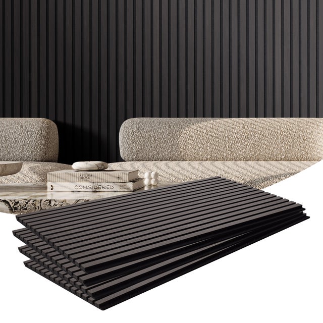 VEVOR Pannelli Acustici in Legno 1200 x 600 mm, Listelli MDF per Parete Moderna, Pannelli Effetto Legno per Decorazione & Riduzione del Rumore