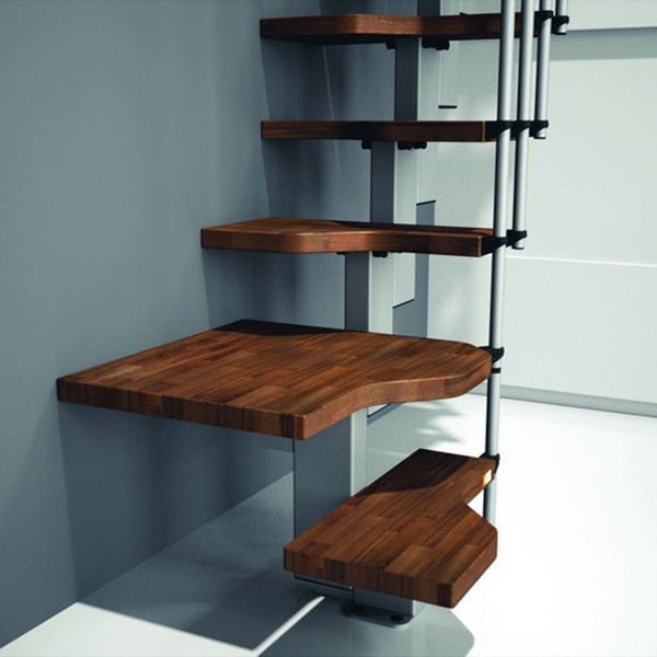 Escalier 1 quart tournant 10 marches - Hauteur à franchir de 2.21 à 2.61m - Largeur 61cm - Couleur noyer et gris - MINI61/L/SBMNOY-10 - 4