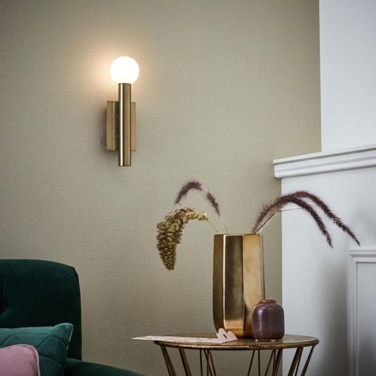 LUCKY BRILLIANT Złota metalowa lampa ścienna z elektryfikacją - szer. 7 x wys. 24,5 x gł. 7,5 cm - 6
