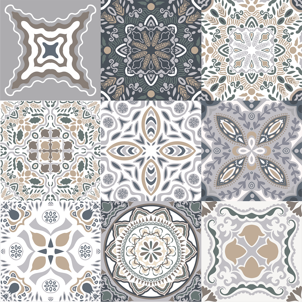 9 adesivi piastrelle di cemento azulejos Orfeo - Sticker adesivo - adesivi murali - 9stickers40x40cm - 2