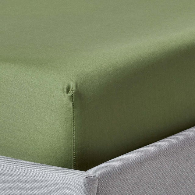 Homescapes Drap-housse Matelas Épais Coton Égyptien Bio 400 Fils Vert mousse 140 x 190 cm