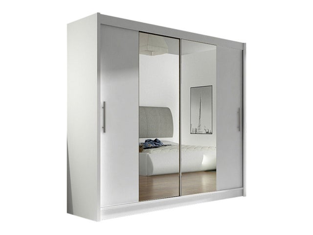 Roupeiro Closico Pallor II, Branco, 215x180x58cm, Portas para roupeiro: Deslizante, Número de prateleiras: 5.00