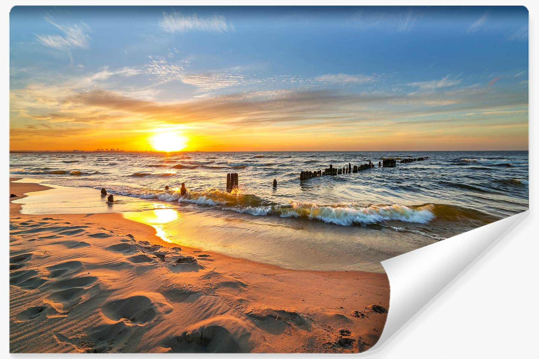 Vlieseline papel pintado fotografia para habitación sunset playa mar paisaje 3d 460cm x 300cm