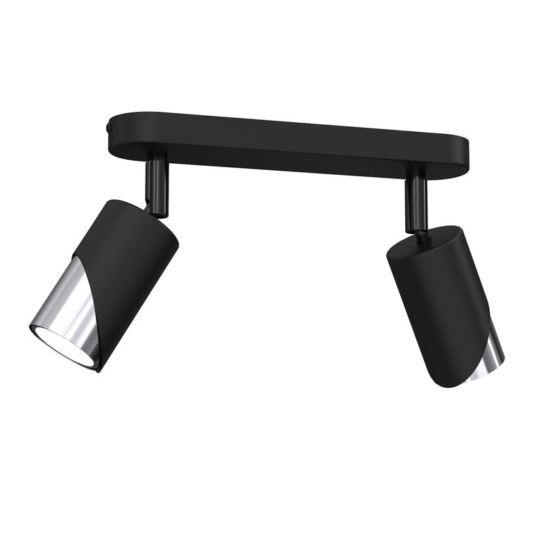 Reflektor sufitowy spot natynkowy Shift listwa czarny mat-chromowany 2xGU10x15W wym: 17 x 24 x 5,5 cm metal Luminex
