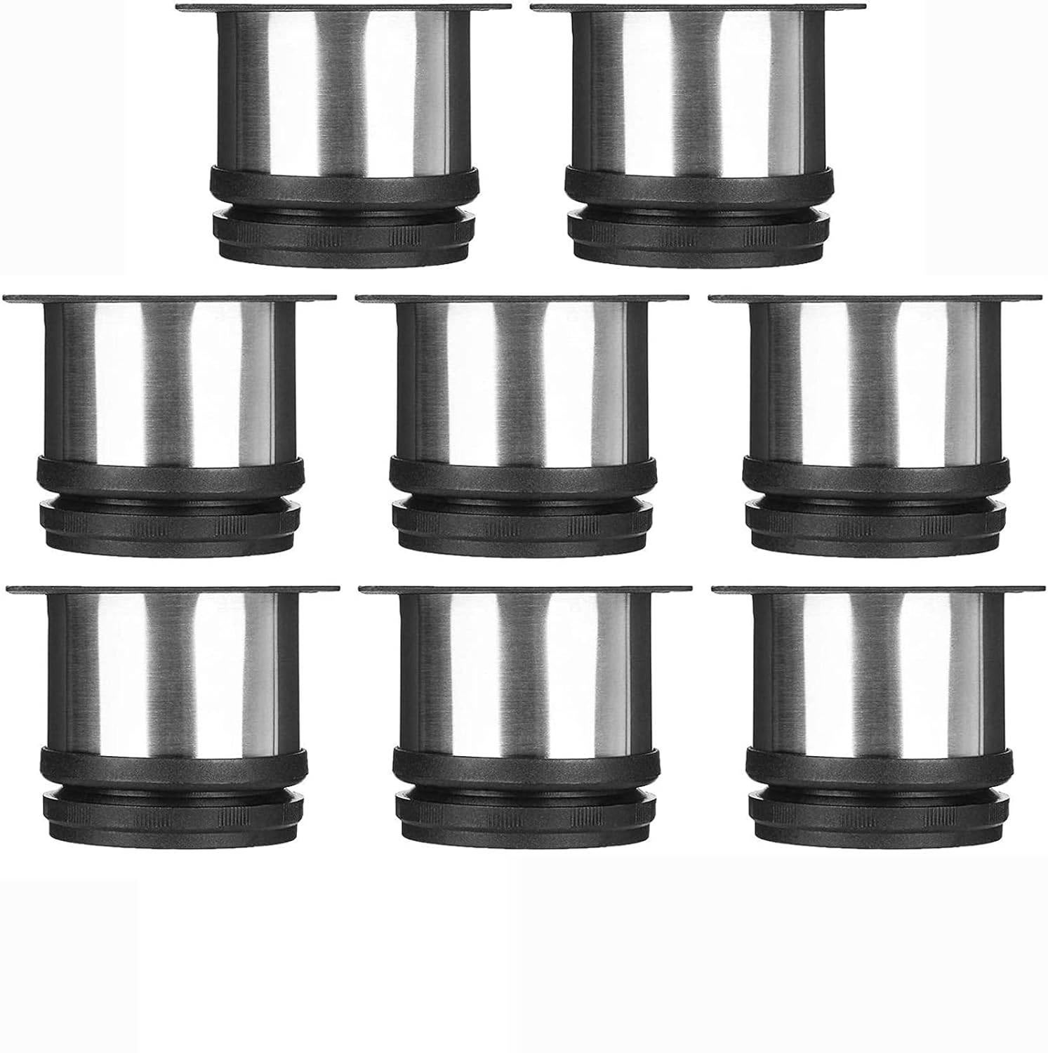 Zestaw 8 nóżek meblowych, nóżki kuchenne okrągłe, regulowane, Ø 50 mm/wysokość 50 mm, ze stali nierdzewnej, metalowe, do sofy