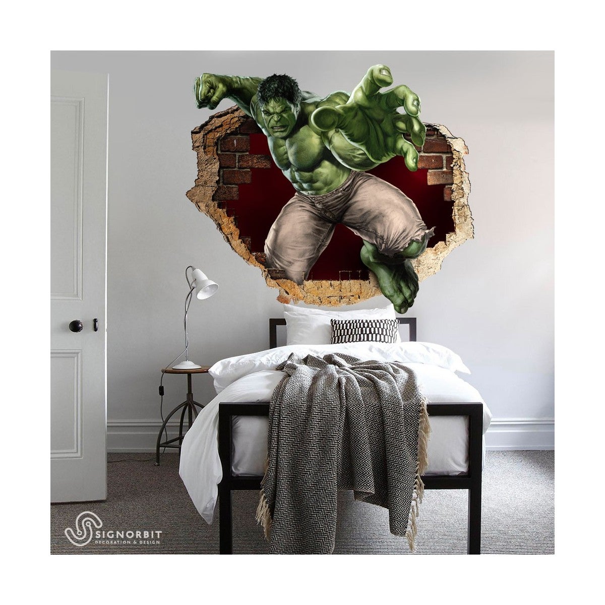 L'incroyable Hulk 2019 - Sticker mural graphique 3D pour murs - Sticker mural pour chambre d'enfant mesure 145x100 cm. - 2