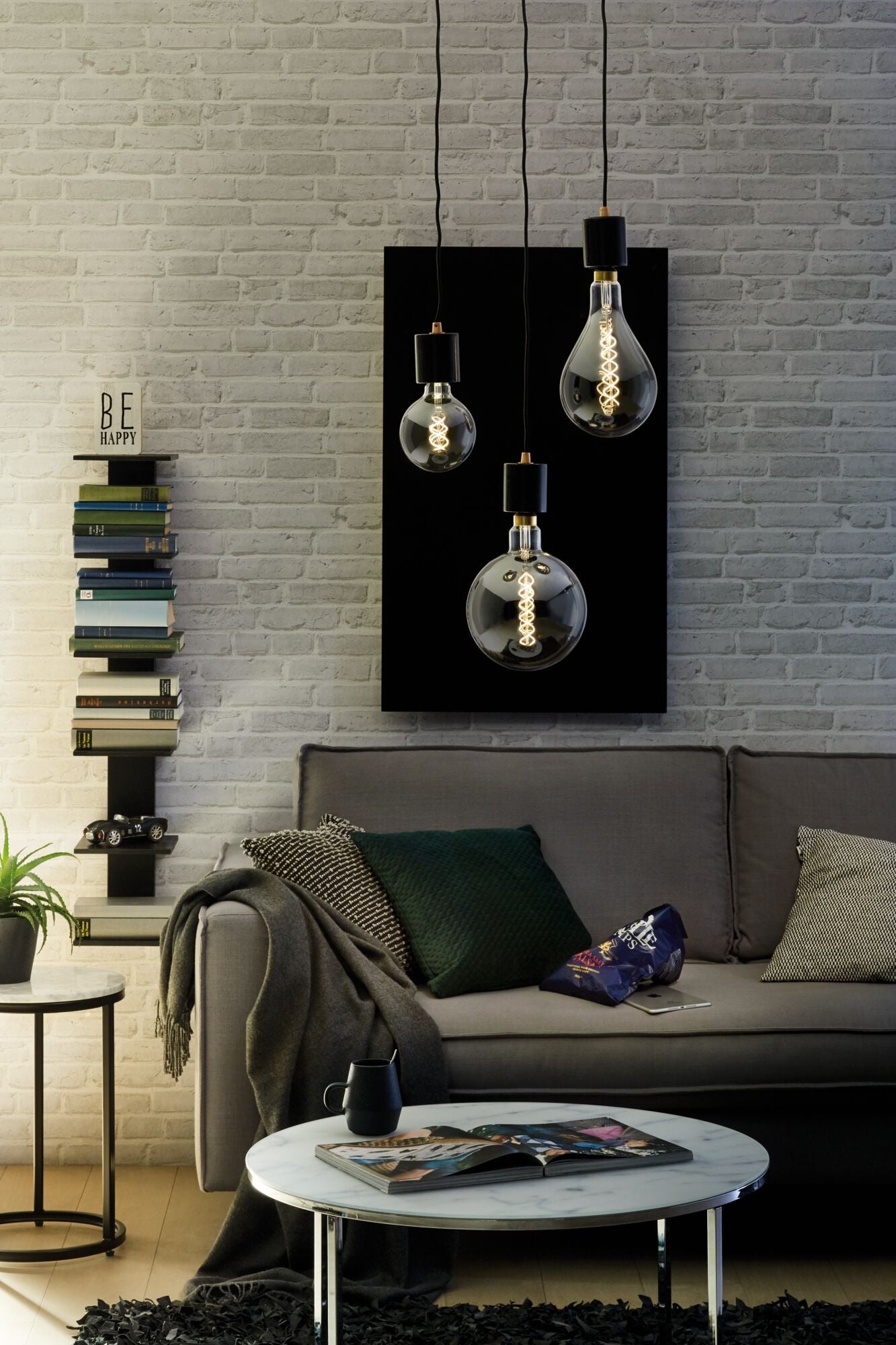 Neordic Luminaire en suspension Nordin E27 max. 60W Noir, Marbre, Cuivre Dépoli gradable Marbre - 5