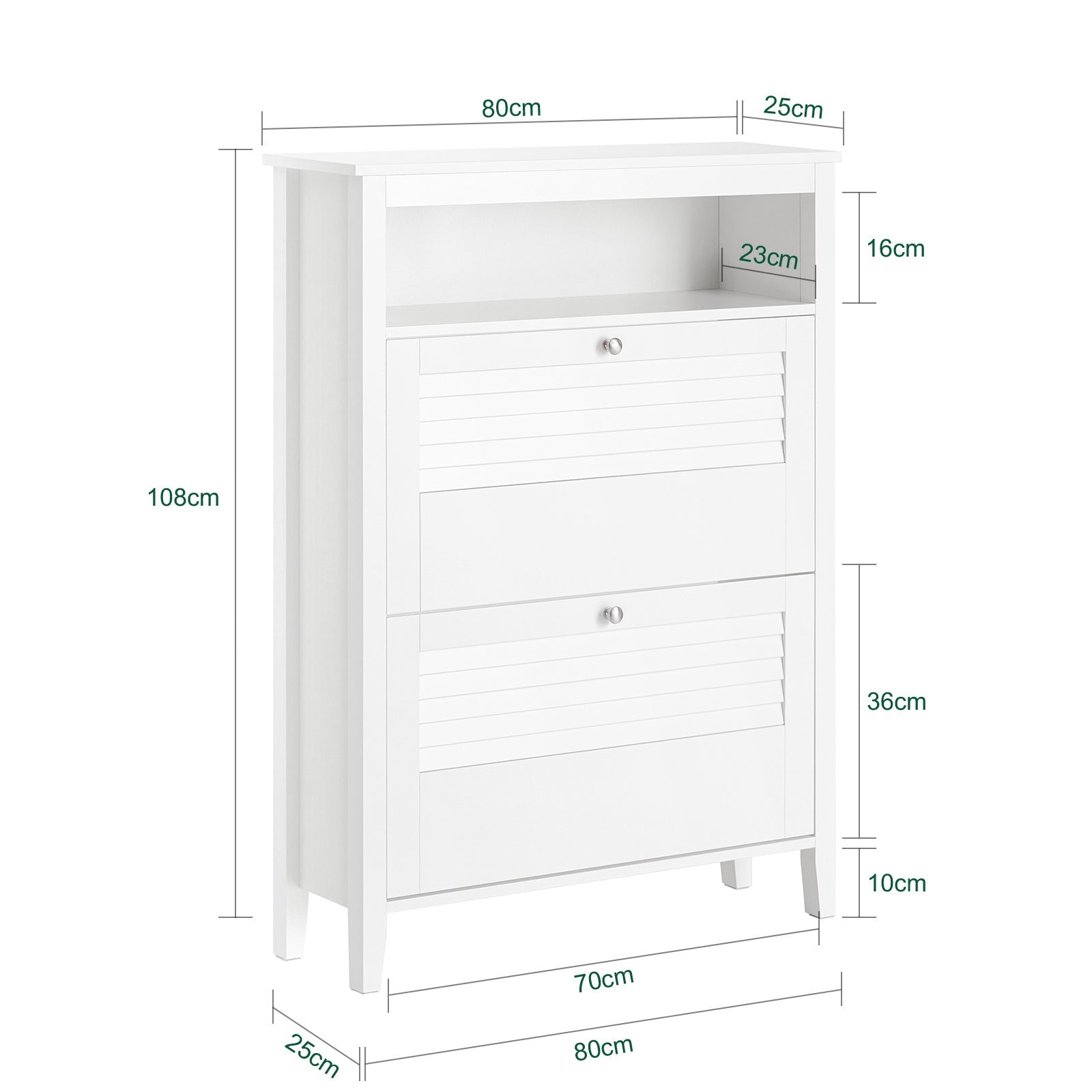 SoBuy Armoire à Chaussures Commode à Chaussures 2 Abattants Meuble de Rangement à Chaussures Meuble d'entrée, FSR152-W - 7
