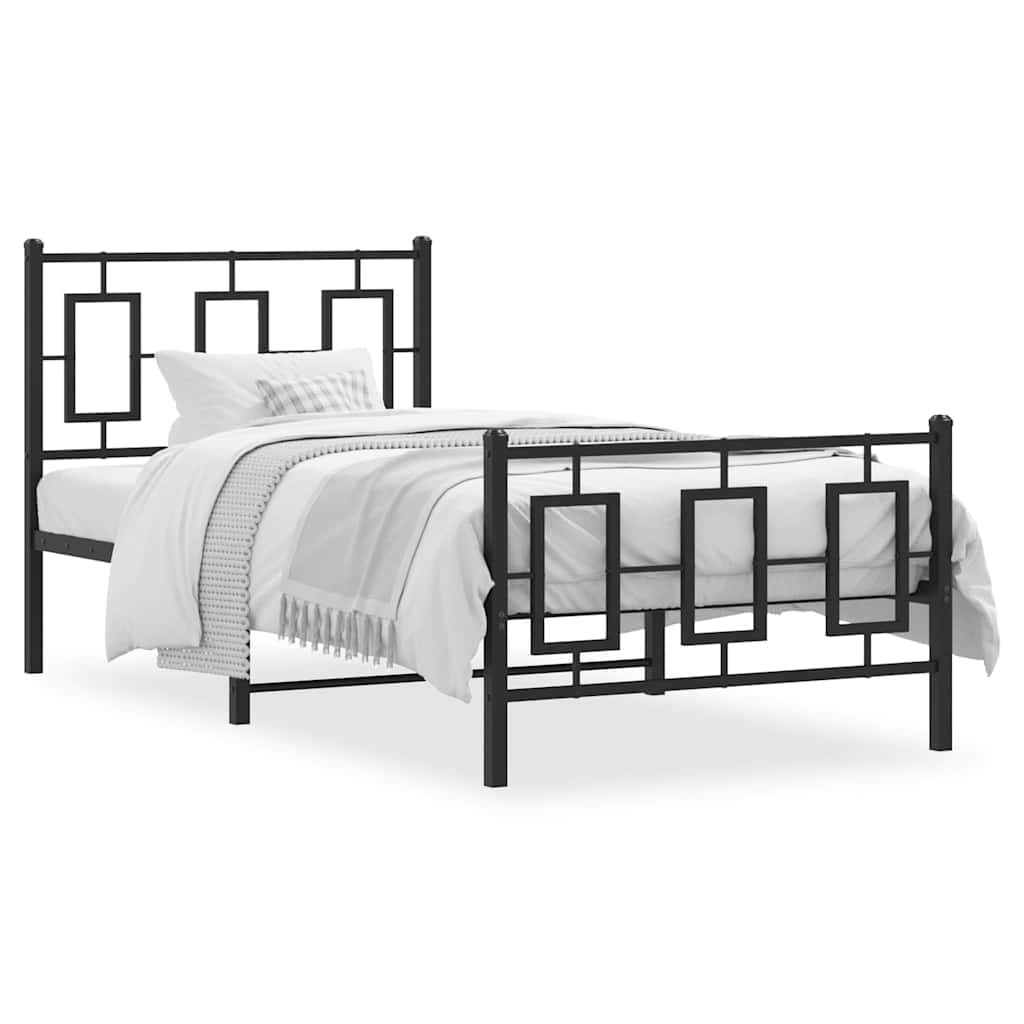 Łóżko Metalowe Czarne Rama Łóżka Ze Stelażem Do Pokoju Sypialni 90x200 cm