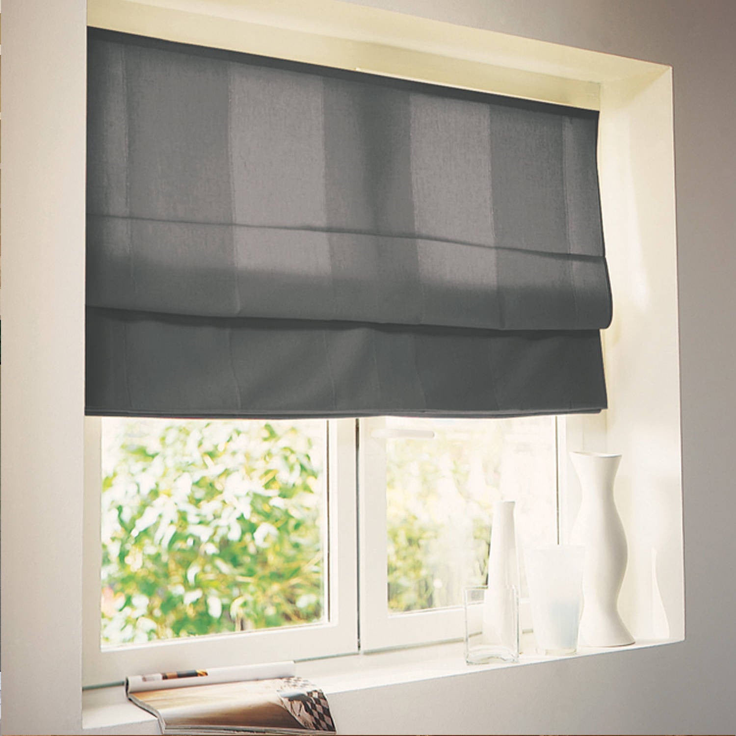 Store Bateau à Œillets Dimout Anthracite – 45x130 Cm, Installation Sans Perçage, Occultant 95%, Ambiance Chaleureuse