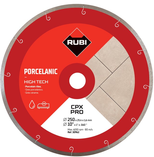 Disque diamant grès porcelaine J-SLOT - CPX PRO RUBI - 250 mm