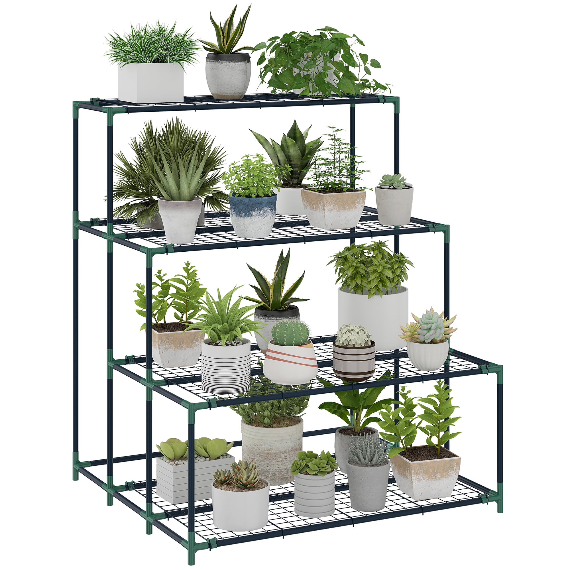 Support à plantes à 4 niveaux avec échelle et structure métallique ...