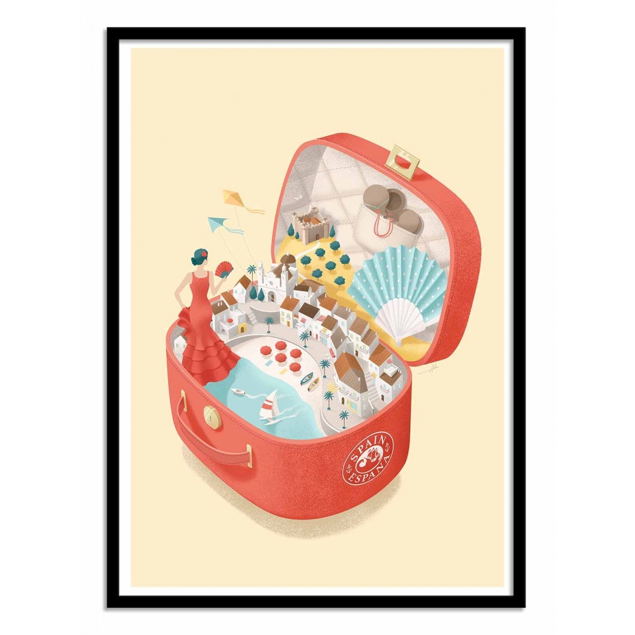 Art-poster - spain - andrea de santis - con marco negro 50 x 70 cm