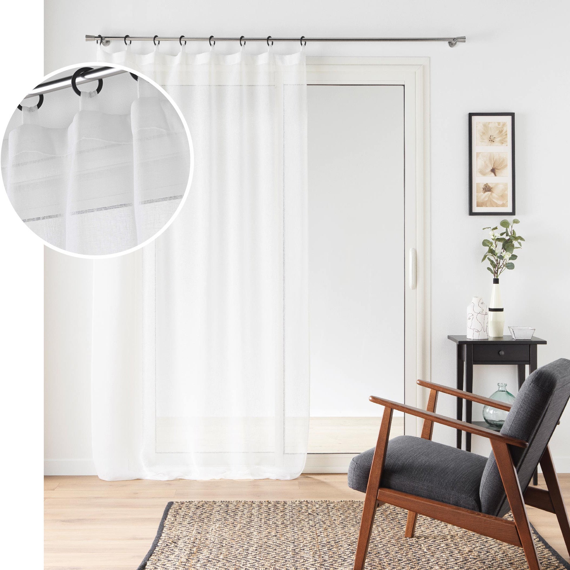 Voilages En Dentelle Blanche Victorienne - Lot De 2 Panneaux 137x137 Cm - Filtre Lumière Et Intimité