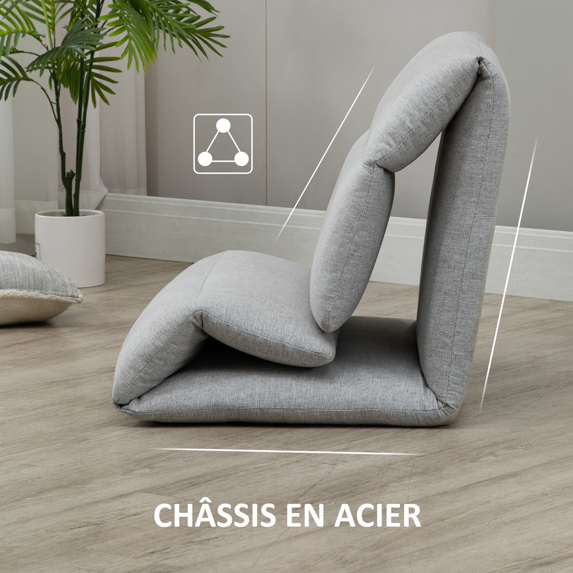 Chauffeuse de sol tissu gris HOMCOM 1 place - 7