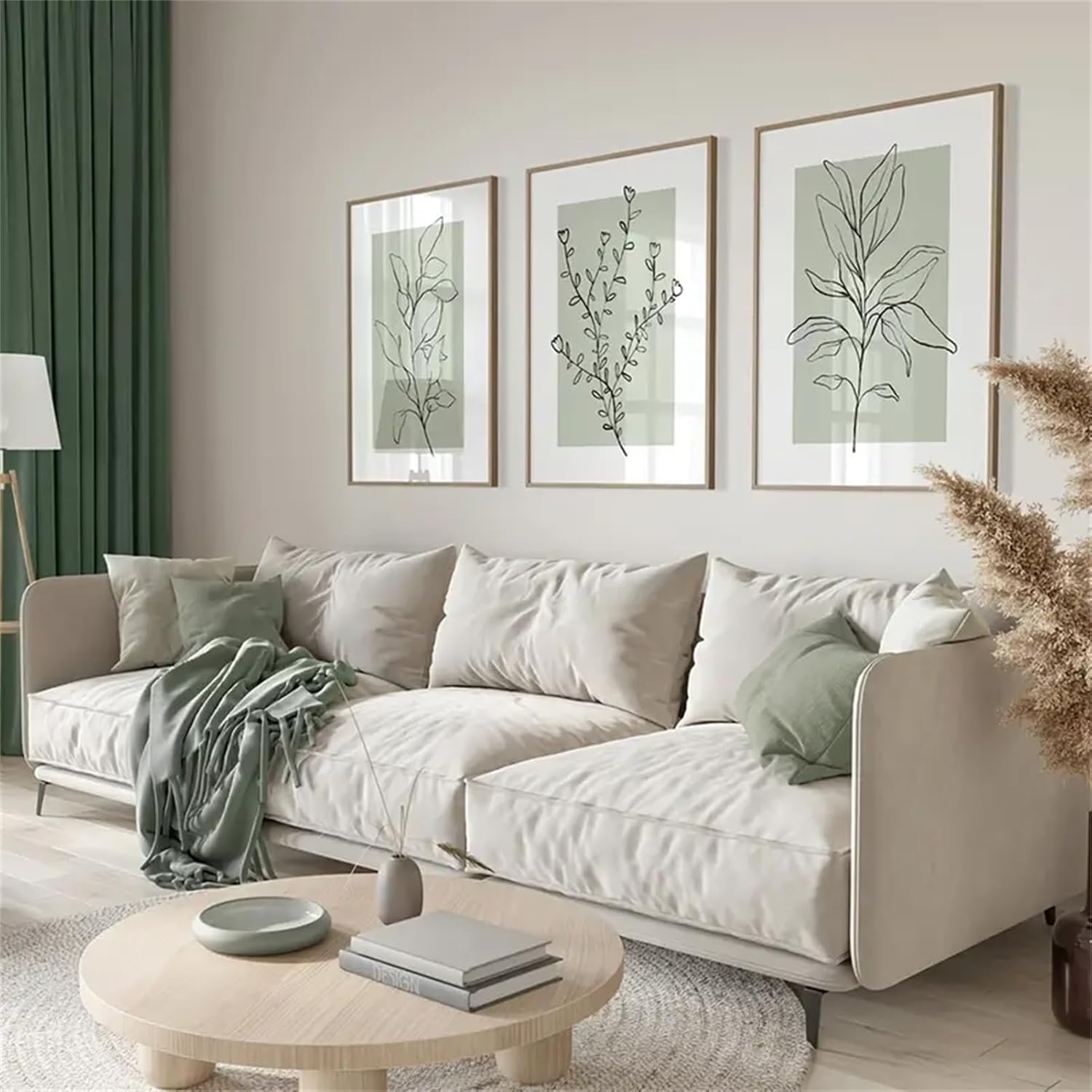 Lote de 3 pósteres de alta calidad - Diseños: salvia y plantas verdes - Arte abstracto - Para salón y dormitorio - Sin marco - 40 x 50 cm - 5