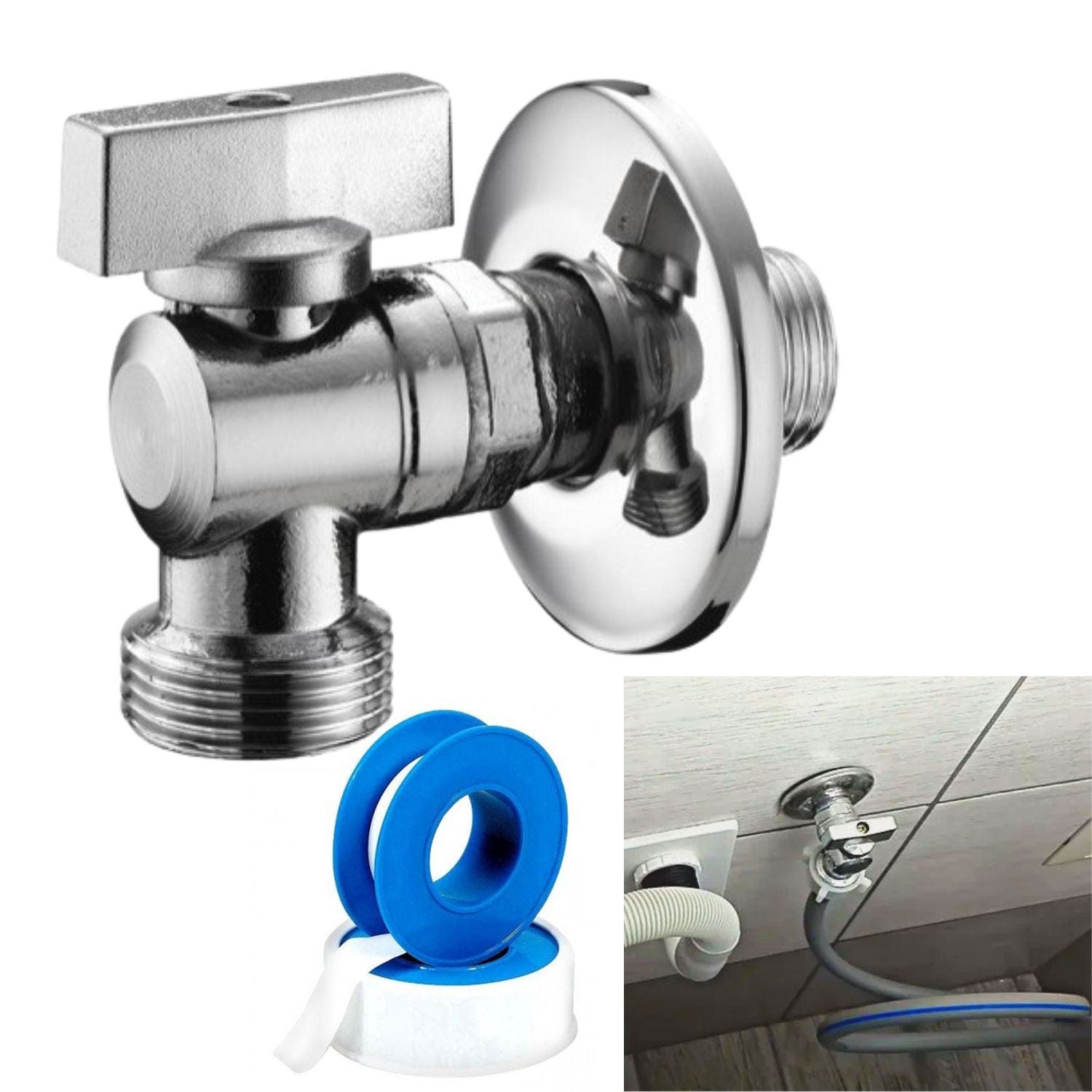 Valvola Angolo Per Lavatrice - Acciaio Inox, G1/2, Apertura Rapida, Per Spazi Stretti - Foto 5