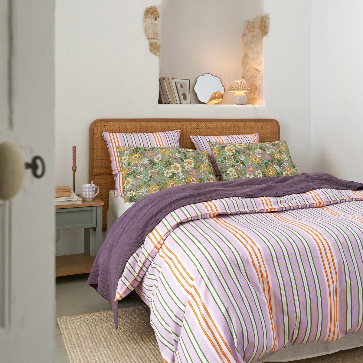 Drap plat uni gaze de coton, Kumla - Vert de gris - 180 x 290 cm - 4