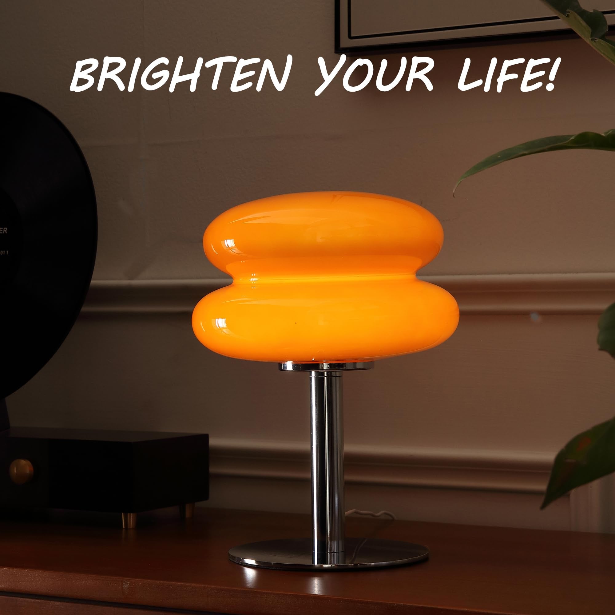 Lampe de table LED, lampe d'ambiance rétro en verre, lampe de bureau mignonne, lampe de chevet USB, veilleuse design, lumière chaude 3000 K (orange) - 4