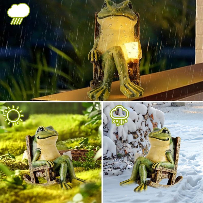 Mini estatua de rana de jardín con energía solar: para decoración de interior y exterior, regalo para Halloween y Navidad - 9