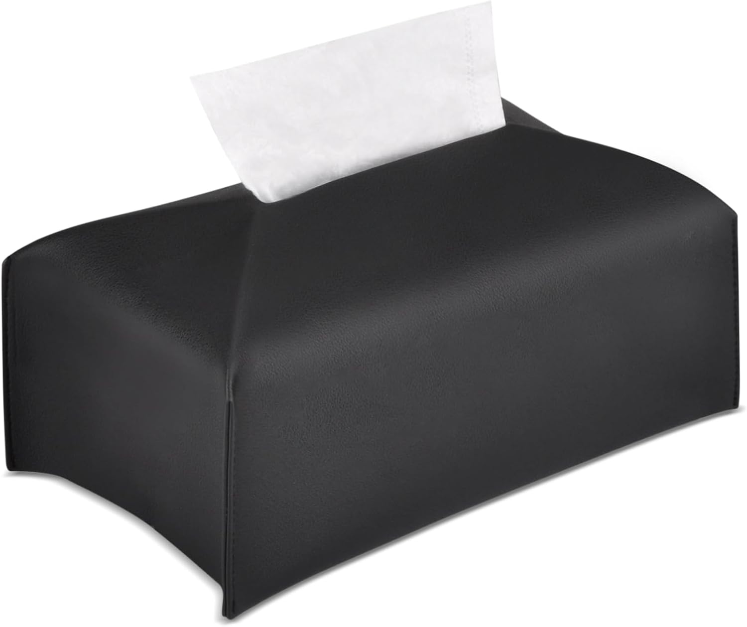 Nowoczesne, prostokątne, dekoracyjne pudełko na chusteczki, czarny uchwyt na chusteczki ze skóry PU - 24 x 12,5 x 12 cm