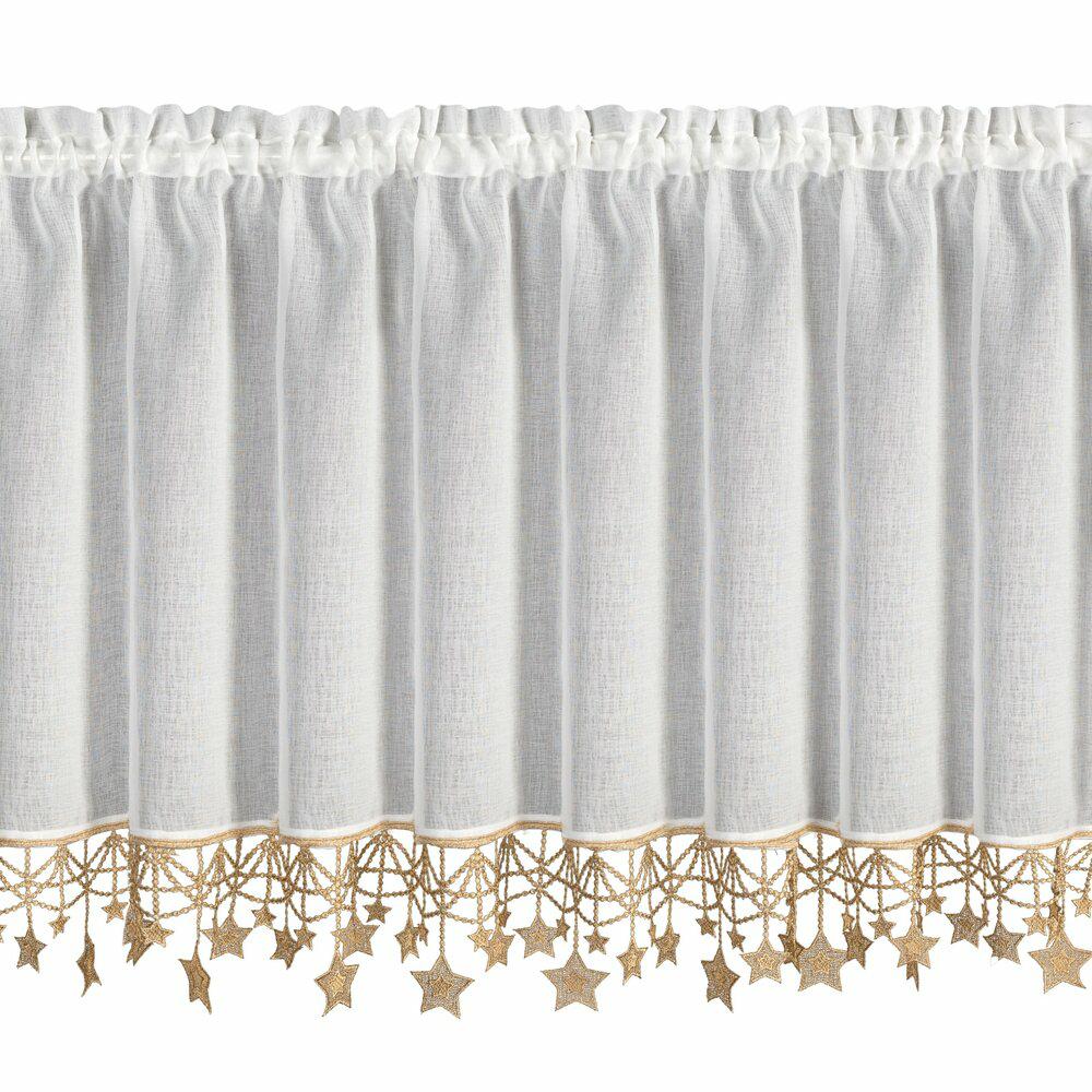 Zazdrostka świąteczna Eurofirany 60x150 cm biała złote gwiazdki 1 szt.