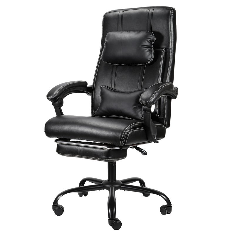 Sedia Ufficio Ergonomica In Pelle PU - Regolabile Con Poggiapiedi, Poggiatesta E Cuscino Lombare - Portata 200 Kg