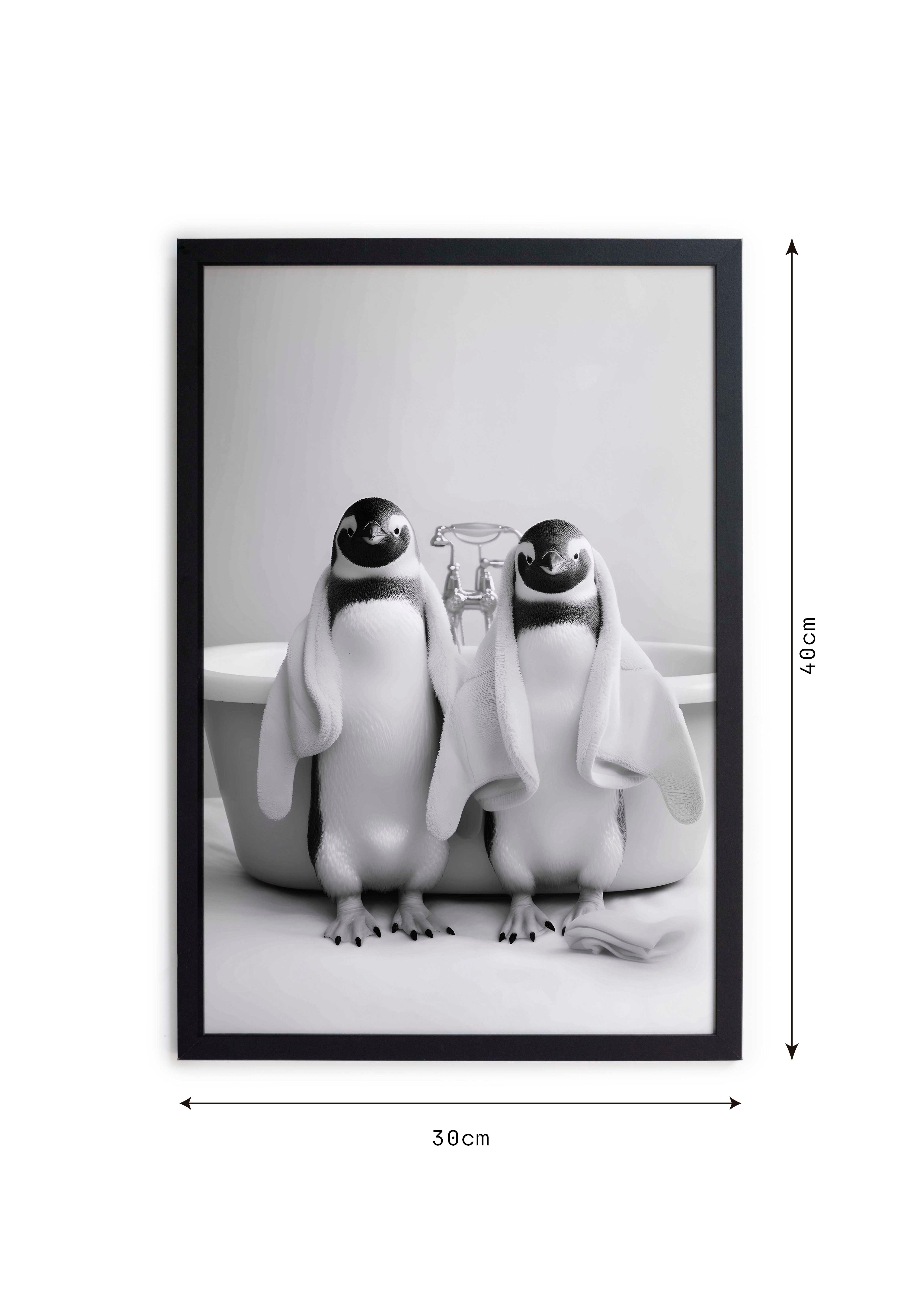 Cadre avec cadre noir 40x30 Bain de Pingouins - 3