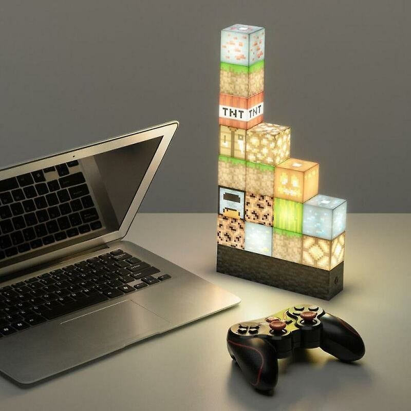 Minecraft Block Format Minecraft Building Block Lampe De Bureau Bricolage Couture Lampe De ...