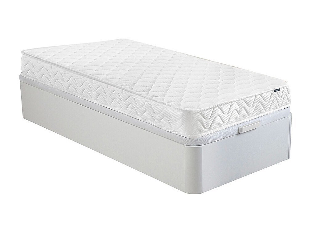 Zestaw 90 x 190 cm stelaż ze skrzynią biały + materac z pamięcią kształtu o grub. 15 cm - PELOPS marki YSMÉE