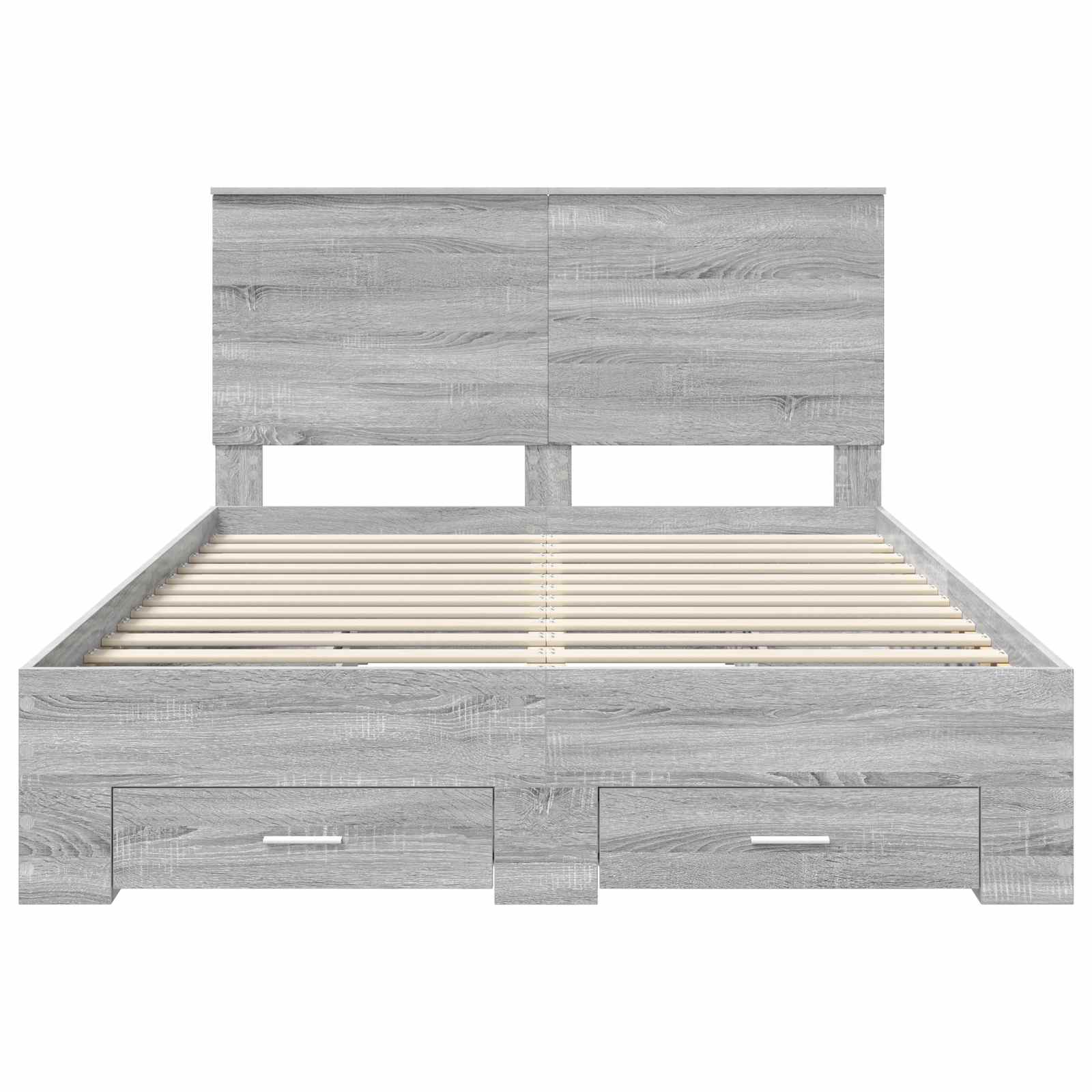 Cadre de lit en panneau de bois gris pour la chambre, 140 × 190 cm - 8
