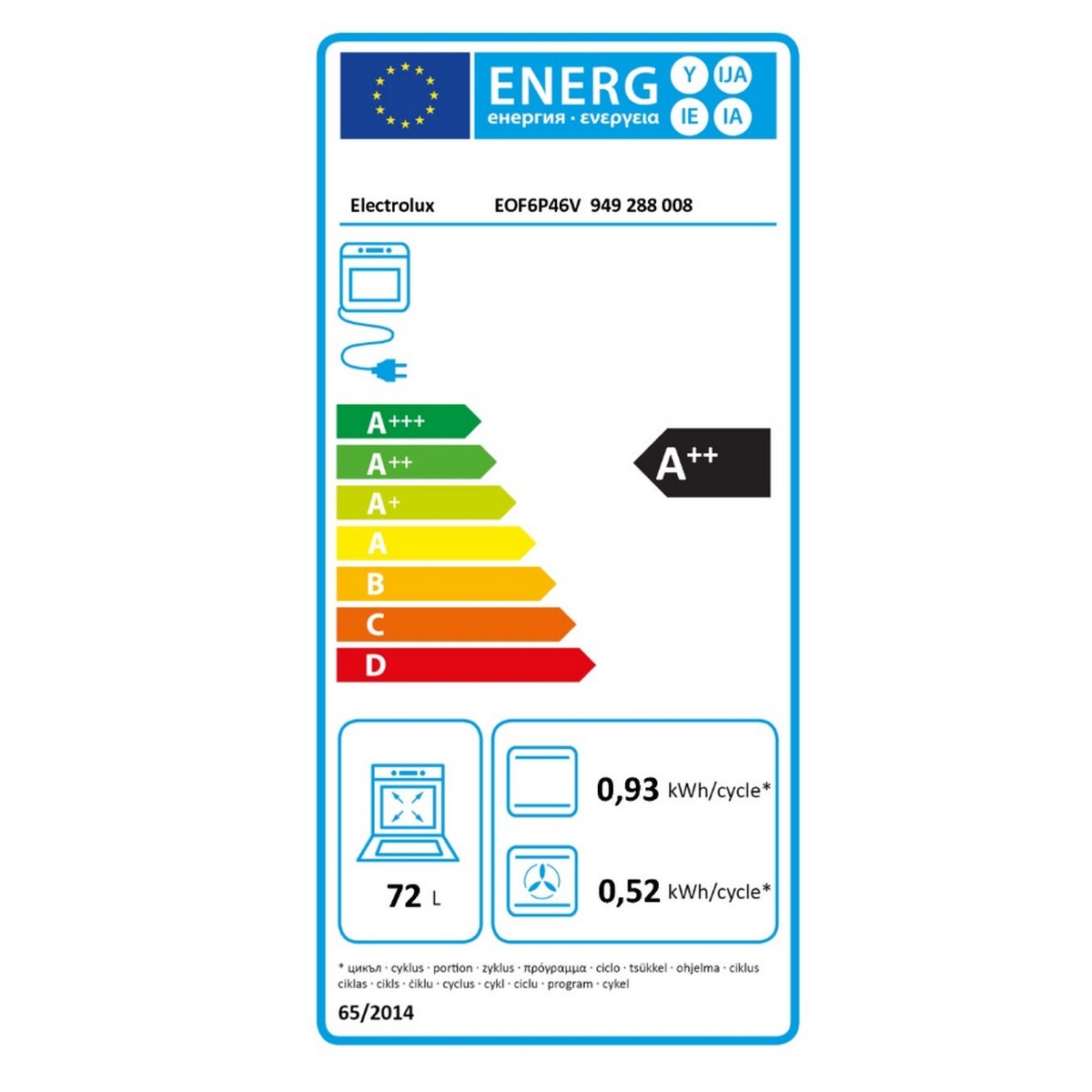 Four intégrable multifonction 72l 60cm pyrolyse - Electrolux EOF6P46V1 - 5