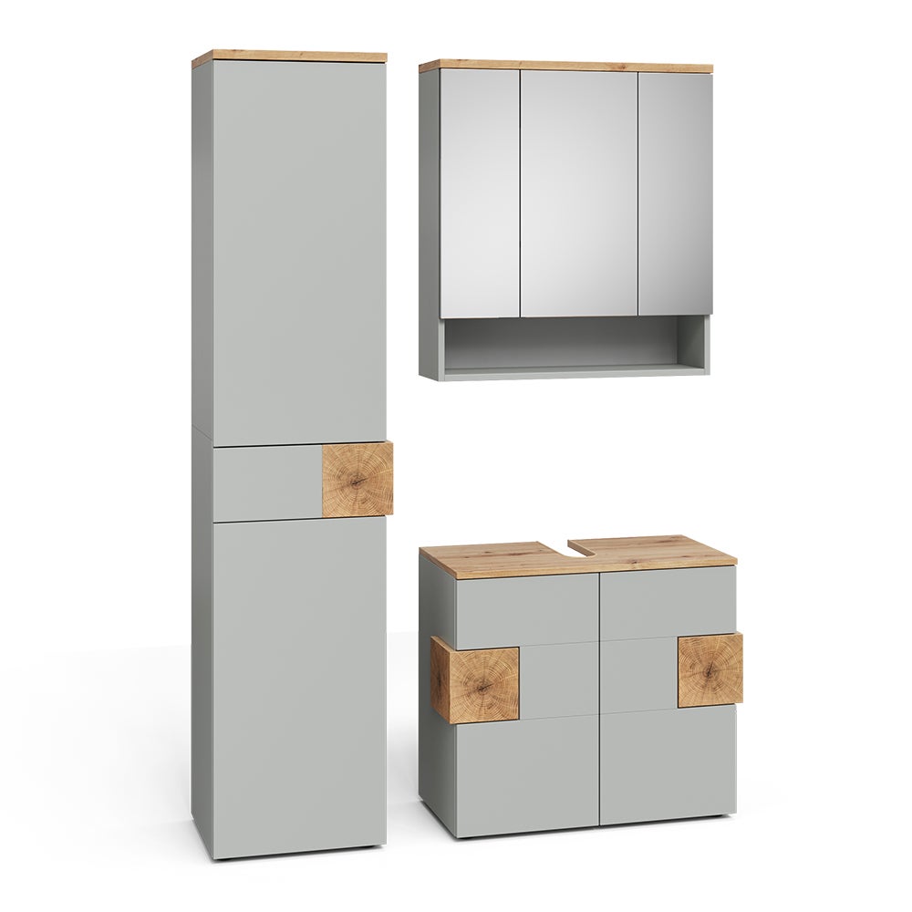 Vicco Zestaw mebli łazienkowych Eden, Szary, 3 części