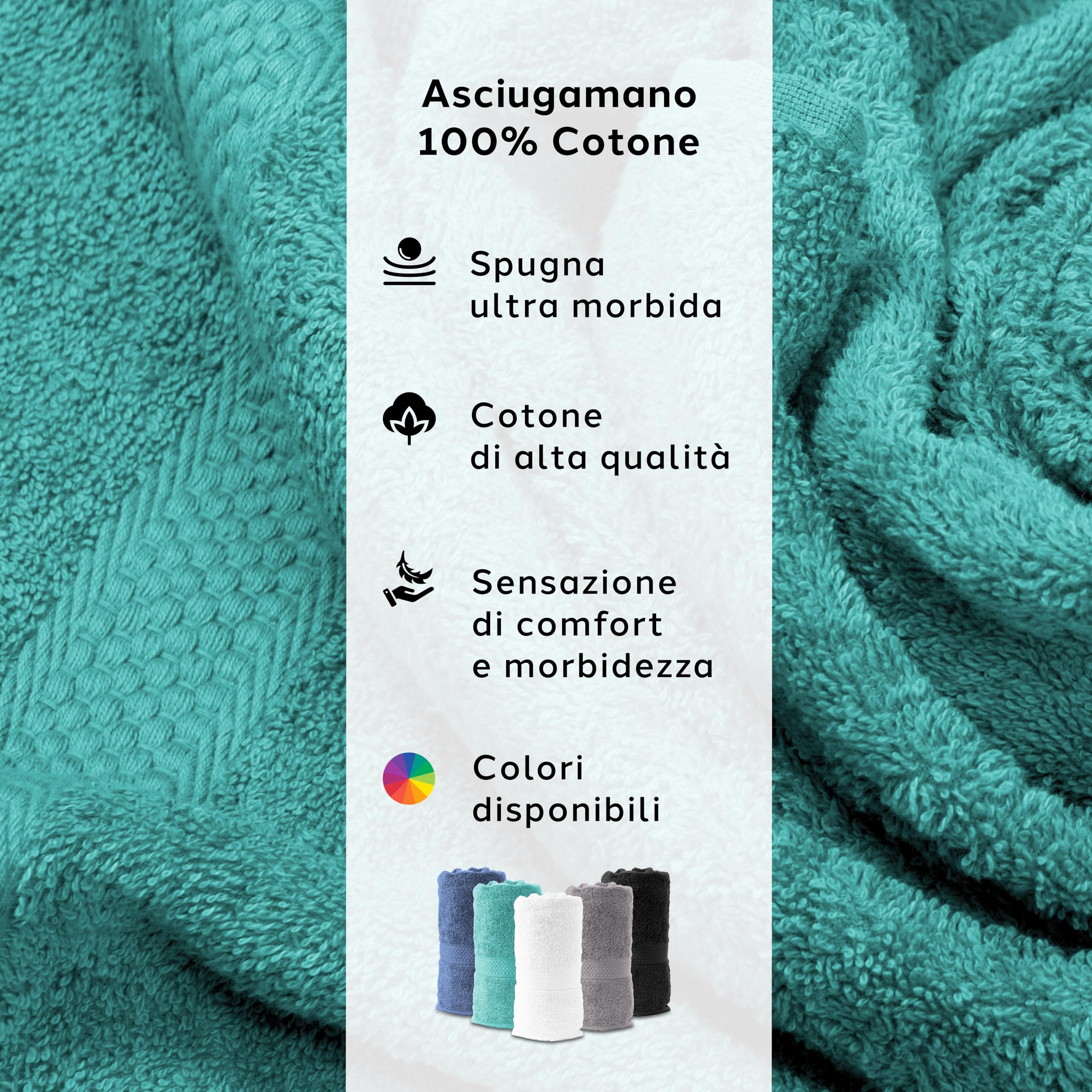 QAJ Set 16 Asciugamani Da Bagno In Cotone: Morbidi E Assorbenti - 4 Asciugamani 68x137, 4 Viso, 8 Salviette