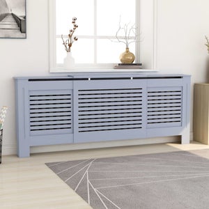 Cubrerradiador Con Estante De HOMCOM - Blanco, MDF, 172x19x81 Cm, Diseño Con Lamas Para Ventilación, Montaje Requerido