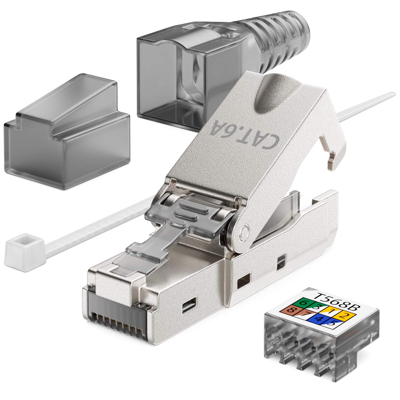 4x CAT 6a Connecteur Réseau RJ45 Sans Outil avec Connexion LSA pour Câbles D'installation Rigides Câble LAN Blindé 10 Gbit/s Boîtier Métallique CAT6a - 2