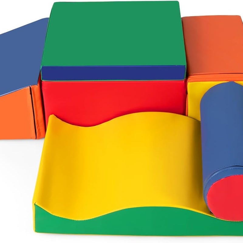 7 Szt. Tor Przeszkód dla Niemowląt, Moduł Motoryczny z Pianki PU do Wspinania się i Raczkowania, Klocki do Zabawy (Wielokolorowe)