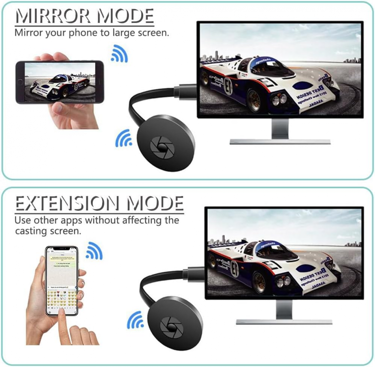 Miracast HDMI Dongle D'affichage Wireless HDMI Display Adapter HDMI Display Dongle WiFi Sans Fil Récepteur Streaming Seurico TV Box pour iPhone/iPad - 3