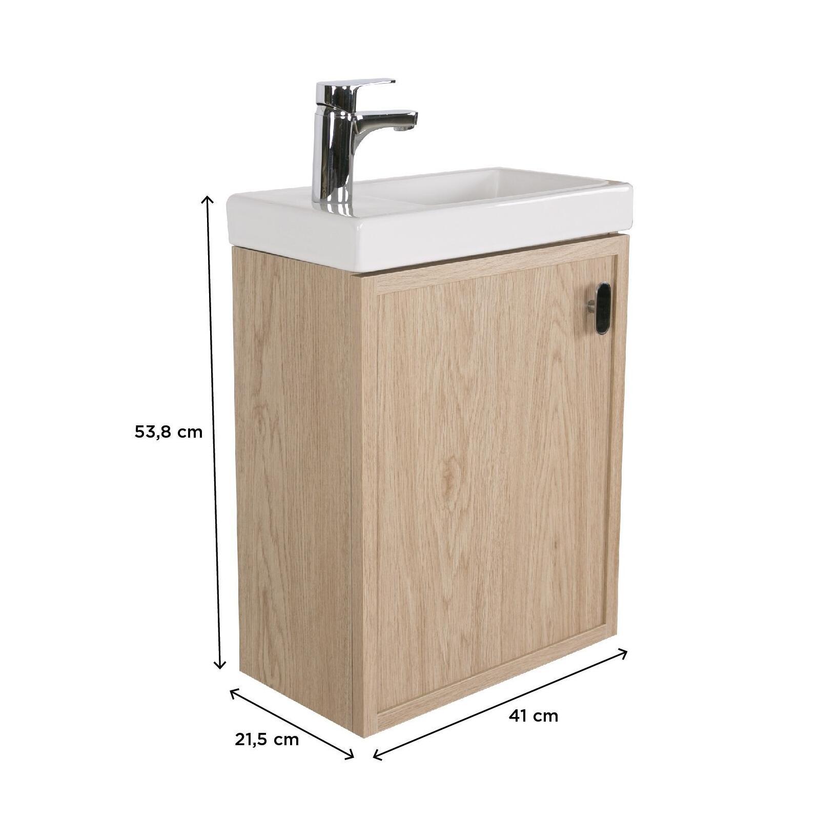 Ensemble meuble lave-mains décor chêne FRAME + robinet - 3