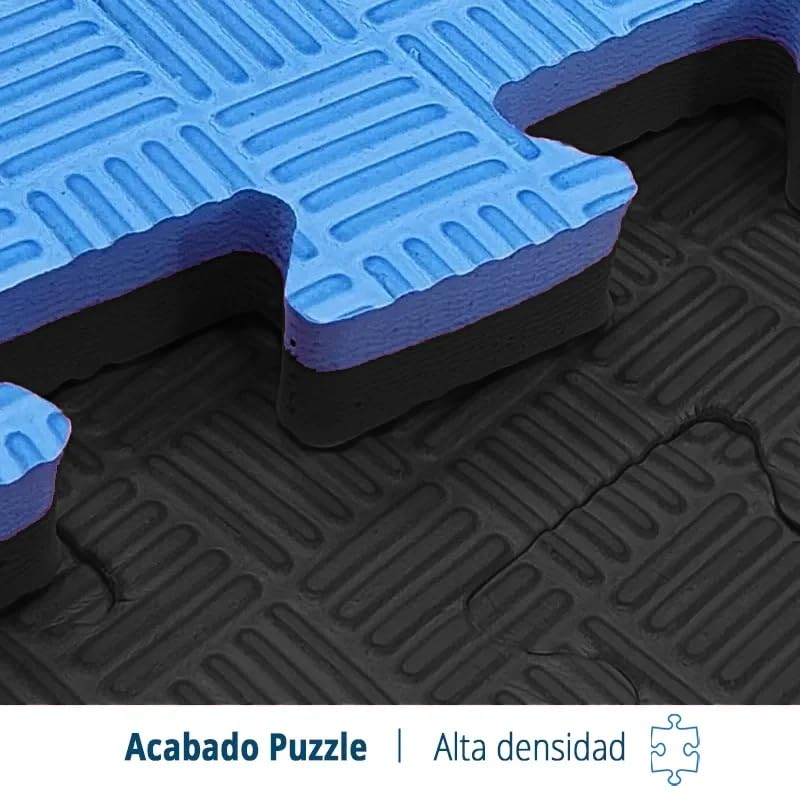 Artatami® Tatami Puzzle 1x1x20 mm Preto - Azul【1 Unidade】Artes Marciais. Caratê, Judô e Taekwondo, Borracha EVA. Antiderrapante. - 7