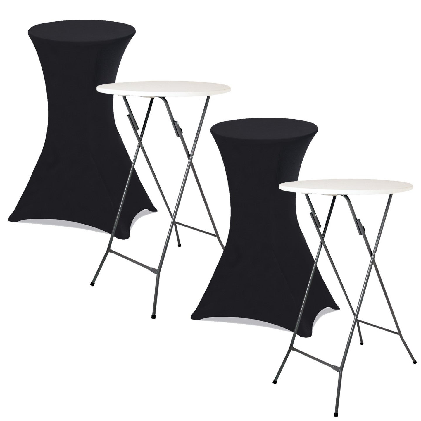 Lot de 2 tables hautes pliantes 105 CM et 2 housses noires - 2
