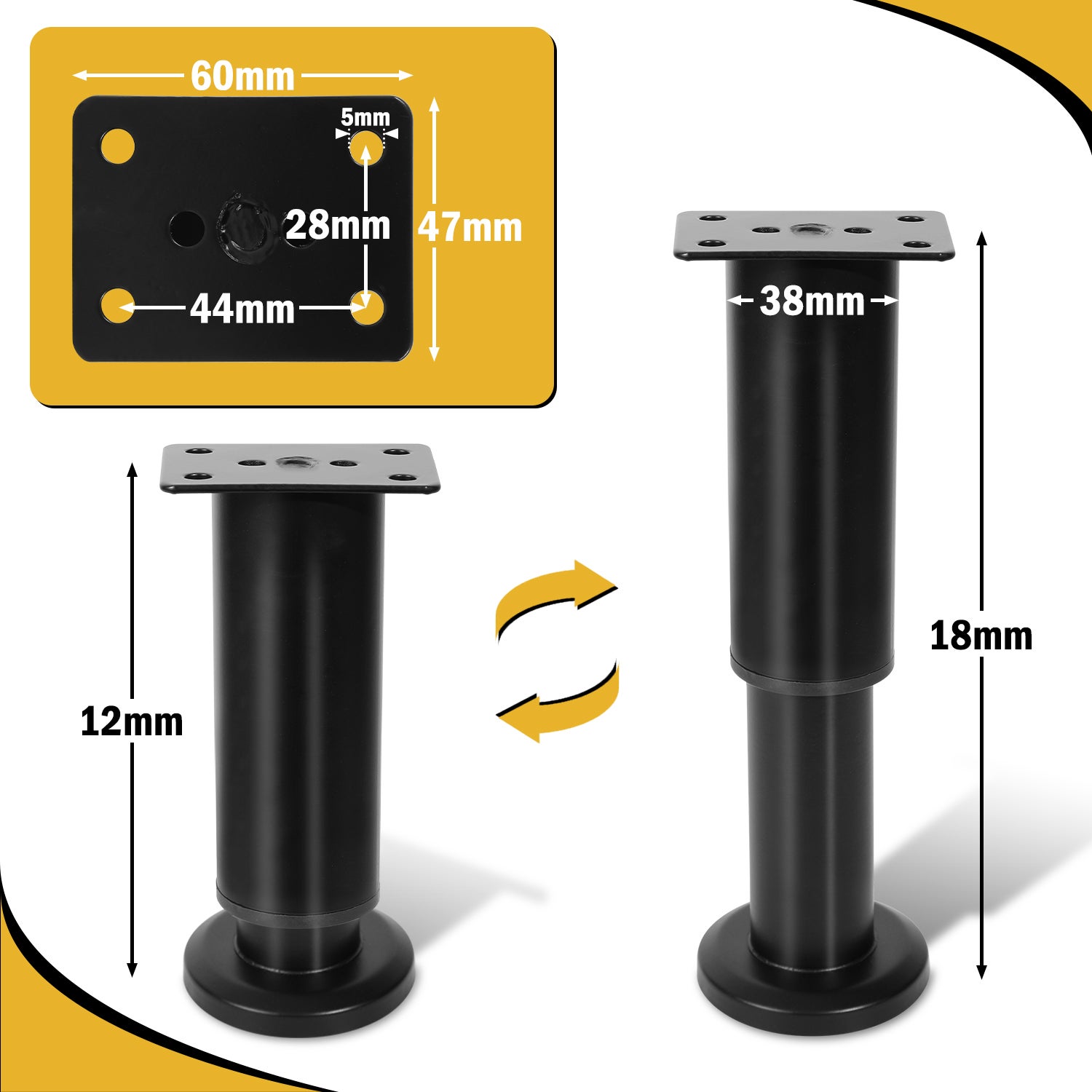 Piedini Regolabili In Offerta Piedini Regolabili Per Mobili M8×80mm - 4 Pezzi, Acciaio Al Carbonio Con Base In Gomma, Per Livellamento E Antivibrazione Piedi Per Mobili - Foto 8