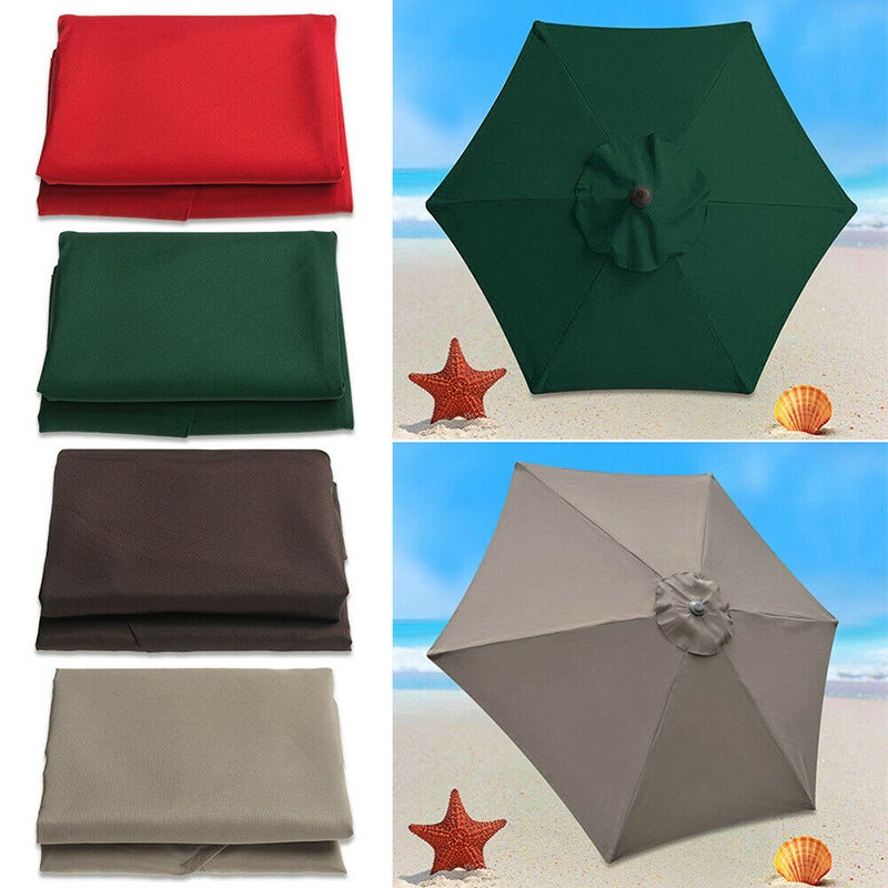 Housse de rechange pour parasol, 6 baleines, 2.7 m, imperméable, anti-UV, tissu de rechange, Kaki - 3
