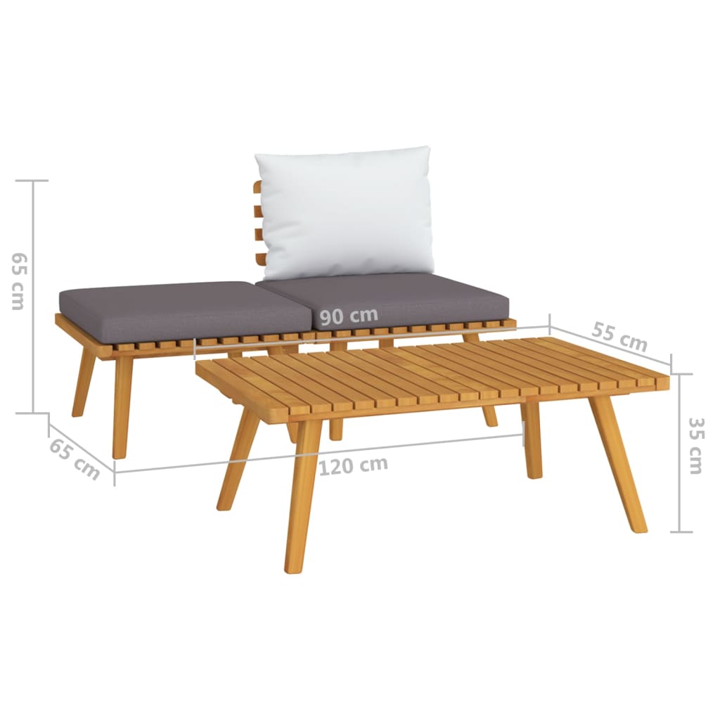 Maison Exclusive - Salon de jardin 3 pcs avec coussins Bois d'acacia massif - 7