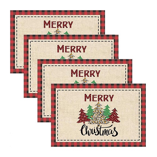 zestawy podkładek świątecznych 30x45 cm, lniane podkładki świąteczne, prostokątne podkładki świąteczne, do dekoracji stołu w jadalni i na przyjęcia